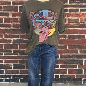 Daydreamer x Free People Rolling Stones Graphic Tee M Black Vintage Wash